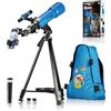 Bresser Telescopio per bambini Junior 70/400 telescopio per bambini dai 8 anni in su, astronomia principianti, telescopio con zaino, accessori e supporto per smartphone, cielo notturno, blu