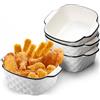 DBAATTZ Set di 4 Pirottini da Forno in Ceramica, Teglia da Forno Piccola, Pirofila Quadrata con Manici, Pentole in Ceramica con Manici, Piccole Pirofila in Ceramica, per Gratin, Pasta, Dessert