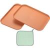 PATIKIL 24x17.5cm Vassoio Plastica, 2Pz Piatti Rettangolari Piccoli Vassoi da Portata Decorativo Vassoio con Panno Riutilizzabili Alimenti Grano per Dessert Frutta Torte,Arancione