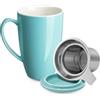 LeKuni Tazza Da Tè In Porcellana Con Infusore E Coperchio, Accessorio Per Il Tè Con Filtro, Tazza Da Tè A Foglie Sfuse Con Infusore, 450ml Per Tè/caffè/latte/Ufficio/Casa/Regalo(Turchese)