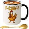 KEORHEZ F Caw F Tazza F-Caw-F Pollo Tazza Divertente Tè Un Regalo Per I Colleghi Maschi E Femminili Nero 300-400 Ml