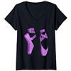 Ballerina shoe paint Donna Ballerina Ballet Shoes Cool Toe Dancing Maglietta con Collo a V