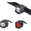 cyclingcolors Kit luce posteriore per bicicletta (rossa) + kit luce anteriore (bianca), 2 LED, montaggio sul manubrio