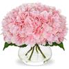Oairse Fiori Artificiali con 4 Ortensie in Vaso di Vetro Fiori Artificiali di Ortensia 3D Stampa Real Touch Fiori Artificiali come Vere Ortensie per Matrimonio, Casa, Hotel, Festa, Composizione