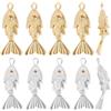 Beebeecraft 10 pz 2 Colori Ciondoli A Forma di Pesce per Braccialetti in Ottone Placcato Oro 18K Ciondoli A Forma di Animale Marino con Zirconi Cubici per La Creazione di Gioielli Collane Orecchini