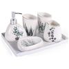 XYQXYQ Elegante set da bagno in ceramica da 6 pezzi dotato di dispenser per lozione, bicchiere per collutorio, piatto per trucco, piatto per sapone, portaspazzolino e vassoio, moderno set di