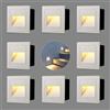 VivaLet 8 Pezzi Luci Segnapasso da Esterno da Incasso 3W 300LM, Luci per Scale 230V 3000K, IP65 Scatola da Incasso 68 mm, 85 X 85 mm, Applique Alluminio Bianco, per Giardino Scale Corridoio