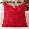 Artscope 1 Pezzi Natalizio Federe in Lana Corta Velluto Copricuscini Morbido Decorativo Fodere per Cuscino Lusso Stile per Divano Camera da Letto Natale Neve Rosso 60x60 cm