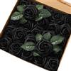 PIQIUQIU 25 Rose Artificiali in gommapiuma, Fiori Artificiali, per Matrimonio, Bouquet da Sposa, Decorazione per la casa 8cm (Nero)
