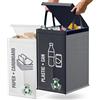 Norggo Borse per raccolta differenziata 50L - Set 2 buste raccolta differenziata per plastica e carta- Sacchi differenziata colorti con maniglia - Sacchetti e borse differenziata per casa