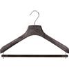 Mainetti Appendini per Capispalla, Cappotti, Vestiti Uomo Donna, con Barra Porta Pantaloni Vellutata, Grucce in Plastica, con Effetto Venature Legno, Set di 10 Pezzi, Marrone, Gancio Zincato, 43cm