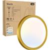 slochi Plafoniera LED Soffitto, 3000K/4000K/6500K Impermeabile Dorato Lampada da Soffitto, 1500LM 15W Plafoniera Bagno per camera da letto, Cucina, Soggiorno, Balcone, Ø18cm