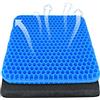 wiksite Cuscino per seduta in gel, doppio spesso con rivestimento in tessuto, cuscino ergonomico per sedia da ufficio, auto, sedia a rotelle, design a nido d'ape e effetto rinfrescante, 42x35x3.5 cm