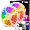 Goffii Striscia di luci LED da 20 metri, luci LED adesivi RGB Bluetooth con controllo tramite telecomando e App, cambia colore con la musica per decorare cucina, gaming, TV