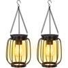 OUTONLIFE Lanterna Solare da Esterno, Metallo Impermeabile, LED Bianco Caldo, Accensione/Spengimento Automatico, Lanterna Decorativa Luminosa per Giardino, Patio, Cortile, Veranda, 2 Pezzi