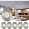 TaoFiaCo 6W Faretti da Incasso LED 230V - Faretti LED Ultrapiatti Bianco Freddo 6000K - IP44 Diametro Foro 60-65mm Faretti da Soffitto per Bagno Cucina Soggiorno - Lampada da Soffitto Nichel Set di 6