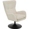 Hela Tische, Poltrona lounge Samos, rivestimento in tessuto di velluto beige, schienale alto, struttura a tromba girevole a 360°, 70 x 81 x 96 cm