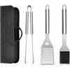 ZWMYF Set di 3 utensili per barbecue, ZWMYF - Kit di utensili per barbecue in acciaio inossidabile con borsa per il trasporto, include spatola, pinze, spazzola per la pulizia e borsa per il trasporto.