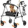 Luckfaith Deambulatore Rollator con Sedile e Spazio di Stoccaggio - Ausilio di Camminata Leggero e Pieghevole a 4 Ruote per Anziani e Disabili, Uso Interno ed Esterno, Nero