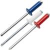 AERZETIX - Set di 48 rivetti ciechi Ø4x12 mm con testa piatta, RAL 3000 (rosso fuoco), RAL 9010 (bianco puro), RAL 5010 (blu genziana) | in alluminio/acciaio | assemblaggio estetico e fissaggio rapido