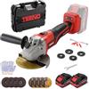 TEENO Smerigliatrice a Batteria 9100 RPM, 21V, 1000W Motore Brushless con 2 Batterie 4.0 Ah, Smerigliatrice Angolare Senza Fili, Disco a Lamelle 125mm, Tool Box Incluso