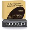 Loocam ZOSI Loocam Switch PoE 5 porte Gigabit, 4 Porte PoE+ con 1 porta Gigabit Uplink, PoE+ 1000Mbps, Ethernet Switch di Rete non Gestito 65W IEEE802.3af/at, Involucro in Metallo Resistente, Plug & Play