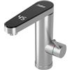 Fudeer rubinetto con scaldabagno 230V, 3.3KW Rubinetto elettrico per bagno con display digitale (30-45℃), Riscaldamento rapido, Beccuccio girevole a 120°, Acciaio inossidabile 304 (Argento)