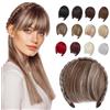 Elailite Cerchietto con Frangia Capelli a Trecce Posticci Donna Frangetta Frontale Finta Voluminoso Bang Hair Extension 55g Castano Chiaro/Biondo