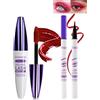 LYSdefeu Mascara in fibra di seta rossa 5D e rosso, eyeliner liquido, impermeabile e resistente alle sbavature, allungamento per ciglia volumizzanti, mascara per feste, trucco per occhi colorati