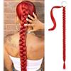 JAONLD Lunga Estensione Coda di Cavallo 80cm, Lunga Coda di Cavallo Intrecciata con Cravatta Capelli, Treccia Finta Capelli, Morbidezza Naturale per le Estensioni dei Capelli Delle Donne (Vino rosso)