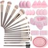 Hoiyen Set di pennelli da trucco, 31 pezzi, pennelli da trucco multifunzionali, inclusi fascia per capelli, soffione, tampone di pulizia, pennello a fondo tinto, pennello per blush