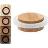 EVI Herrajes | Fermaporta in Legno | Legno di Quercia con Gomma Bianca | Ø47x22mm | Installazione Adesiva | Ottimo per il parquet | Mod.20345X19