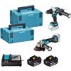 MAKITA DLX2552TJ, Kit Combo 18 V con Trapano DHP492 e Smerigliatrice DGA504, 2 Batterie 5,0 Ah, Valigetta Makpac
