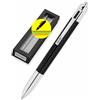 ONLINE Penna a sfera in carbonio a 4 colori| penna multifunzione | 4 ricariche di medie dimensioni: blu, rosso, verde, nero | penna a sfera ricaricabile| elegante penna a carbone nera con confezione regalo