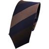 TigerTie - cravatta stretta di seta - marrone scuro blu striato - Cravatta in seta