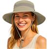 Durio Cappello da sole da donna e da uomo, protezione UV UPF 50+, con sottogola, cappello da pescatore, cappello da safari, pieghevole, in rete, larghezza tesa, Cachi scuro, Taglia unica