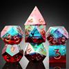 DNDND - Dadi affilati placcati iridescenti, fatti a mano, in resina, con bordo affilato, con custodia regalo, per giochi da tavolo come Dungeons and Dragon (placcatura iridescente, rosso e blu)