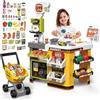 deAO Supermercato Con Carrello Della Spesa, Registratore Di Cassa, 65pcs Accessori Per Negozi, Registratore Di Cassa Con Scanner E Suono, Negozio Giocattolo Per Bambini Da 3 Anni, Compleanno