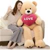 MorisMos 183cm Orso Peluche Gigante con Love, XXL Marrone Chiaro Orsacchiotto di Peluche Grande Kawaii Orsetto Pupazzo Regalo per Bambino Fidanzata Compleanno San Valentino