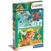 Clementoni - 24810 - Supercolor Puzzle - Jurassic World - 2x20 Pezzi (Include 2 Puzzle Da 20 Pezzi) - Puzzle Bambini 3 Anni, Puzzle Cartoni Animati, Made In Italy