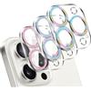 LucBuy 3 Pezzi Protezione per Obiettivo Fotocamera Scintillante per iPhone 13 Pro/iPhone 13 Pro Max, Copertura Acrilica Trasparente Completa Decorazione Glitterata Colorata Protezione per Fotocamera