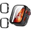 Haofun 2 Pezzi Cover per Huawei Watch Fit 4 Pro, con 9H HD Ultra Vetro Temperato Pellicola Protettiva, PC Protettiva Custodia, Protezione Completa - Nero