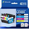 Jettruemedia LC424 LC 424 Cartucce d'inchiostro Compatibili con Brother LC-424 Cartuccia LC424 Multipack per Brother DCP-J1200W DCP-J1200WE (1 Nero, 1 Ciano, 1 Magenta, 1 Giallo, 4 Pezzi)