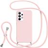 Jrkvniv Cover con Cordino per Samsung Galaxy A13 4G, Custodia con Laccio Collana Tracolla Collo Silicone Antiurto TPU Opaca Protettiva Case per Samsung A13 4G 6.6,Rosa