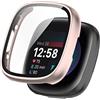 KUTEWEU Custodia Compatibile con Fitbit Versa 4/ Fitbit Sense 2, PC Custodia Rigida con Vetro Temperato Protezione completa Anti-Graffio Cover per Fitbit Versa 4/ Fitbit Sense 2 (Oro Rosa)