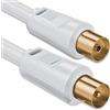 1aTTack.de Cavo antenna 5,0 metri 2x schermato placcato oro, spina coassiale > presa coassiale (completamente schermata) bianco St-Ku oro 85db