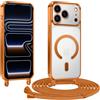 Kokio Cover Magnetica per iPhone 17 Pro max Case avec Cordino,Compatibile con MagSafe, Trasparente Morbido Custodia Paraurti Antiurto, Resistente all'us, Antigraffio, Orange