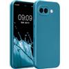 kwmobile Custodia Compatibile con Google Pixel 10a Cover - Protezione Back Case Morbida - Silicone TPU Effetto Metallizzato Blu Caraibi metalizzato