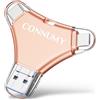 CONNUMY 128GB Chiavetta USB per Phone, 4 in 1 Memoria esterna per Phone/Pad/Android/PC, Chiavetta USB Pen Drive per Backup di Foto/Video con Nessuna App