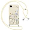 Yoedge Cover con Cordino per iPhone Air/iPhone 17 Air 6,5, Aesthetic Disegni Fiori Custodia con Corda Tracolla Laccio Collana, Ultra Sottile Silicone TPU Antiurto Protettiva Case, Beige1